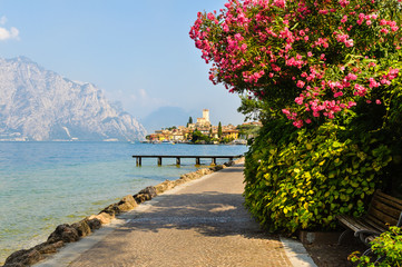 Malcesine on Lake Garda, Italy. View of the old town and the Scaliger castle.