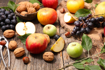 Naklejka na ściany i meble apple,grape and nuts
