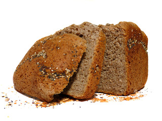 Wholemeal bread with seeds, cut in slices