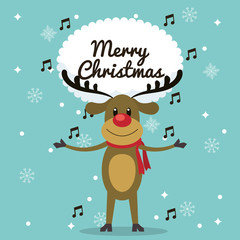 Reindeer cartoon icon. Merry Christmas season celebration and decoration theme. Colorful design. Vector illustration