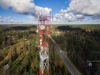 Aerial view of Antenna telecommunication tower