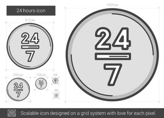 Twenty four hours line icon.