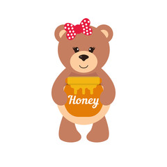 cartoon bear with honey and bow