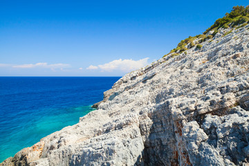 Fototapeta na wymiar Coastal rocks of Greek island Zakyntho