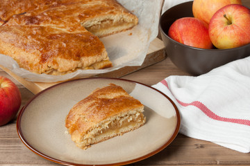 Homebaked Pie With Apple And Chocolate Parts.