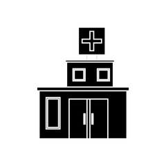 Hospital building icon. Medical and health care theme. Isolated and silhouette design. Vector illustration