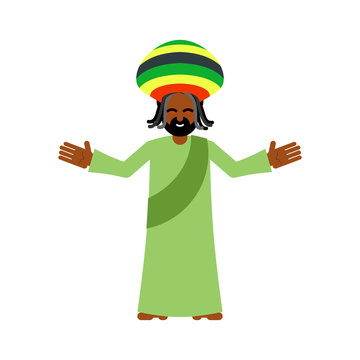 God ganja. idol Jah gives rasta. Reggae Rastafarian hat and drea