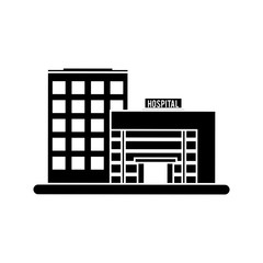 Hospital building icon. Medical and health care theme. Isolated and silhouette design. Vector illustration