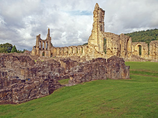 Obraz premium Ruins of medieval Bylands Abbey near Coxwold in North Yorkshire, England