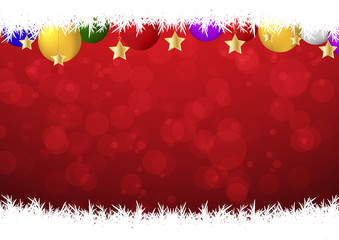 Christmas ball and bokeh on red background vector illustration