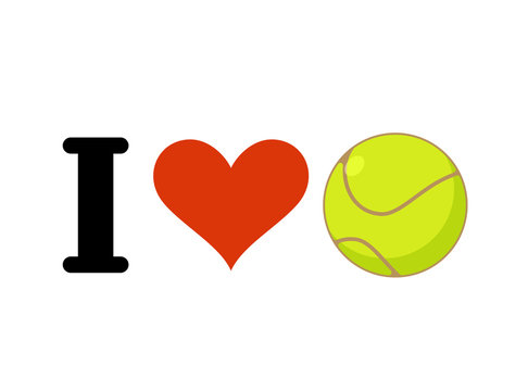 I love tennis. Heart and ball. Emblem for sports fans