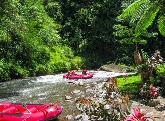 Rafting in the canyon on Balis mountain river, Indonesia