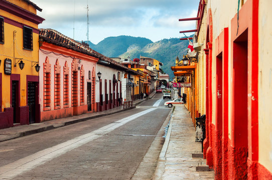 Streets of colonial San Cristobal de las Casas, Mexico