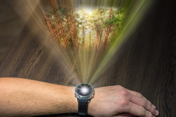 Fernsehen der Zukunft durch im Raum schwebender Hologramme