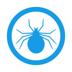  Icono plano ara&ntilde;a en circulo color azul