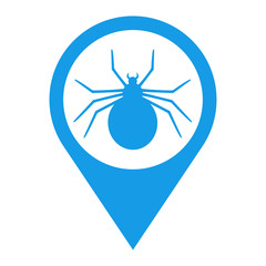 Icono plano localizacion araña azul
