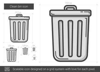 Clean bin line icon.