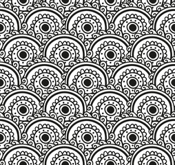Monochrome lace seamless  pattern. Vector illustration. Background with floral waves.