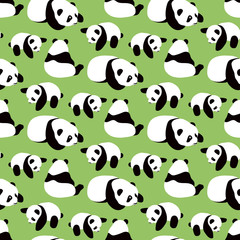 Panda bear vector background. Seamless pattern with cartoon panda.
