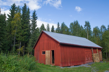 Old red barn in Sweden