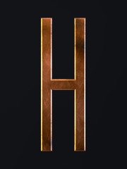 Golden scratch alphabet letter symbol H