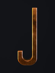 Golden scratch alphabet letter symbol J