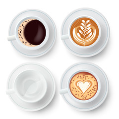 Coffee Cups Set With Latte Art