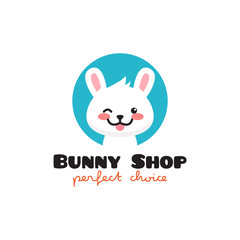 Fototapeta na wymiar Vector cartoon rabbit mascot logo