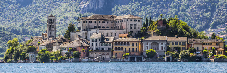 Overview of Lake Orta with the island of San Giulio