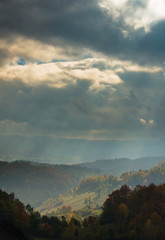 Idyllic autumn scenery in remote mountain area in Transylvania