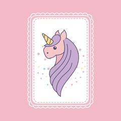 hand drawn cute unicorn icon vector illustration design