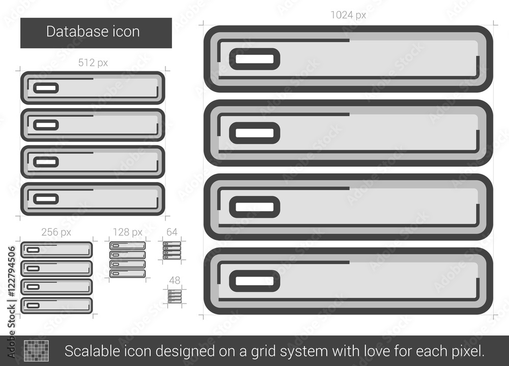 Wall mural database line icon.
