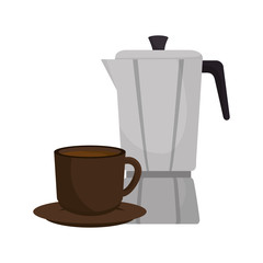 hot mug and coffee pot kitchen utensil.  vector illustration
