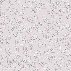 Elegant seamless paper convex pattern of spirals on a gray