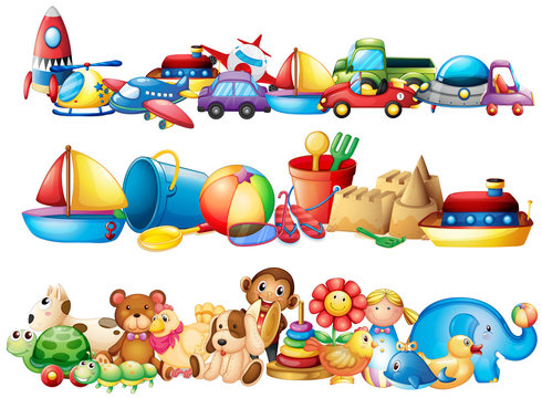 Set of different types of toys