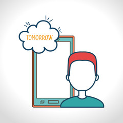 avatar man with smartphone device and speech bubble. social media theme. vector illustration