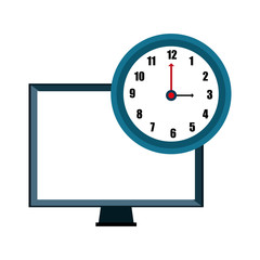 screen monitor computer device with clock icon. vector illustration