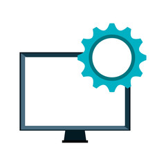 screen monitor computer device with gear wheel icon. vector illustration