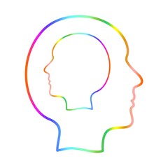Color contour of the human head in profile in other human head on a white background.