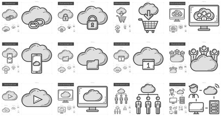 Hi-Tech line icon set.