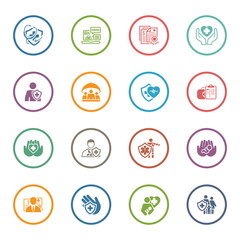 Insurance and Medical Services Icons Set.