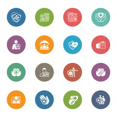 Insurance and Medical Services Icons Set.