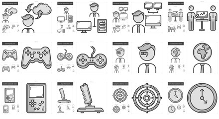 Fototapeta premium Hi-Tech line icon set.