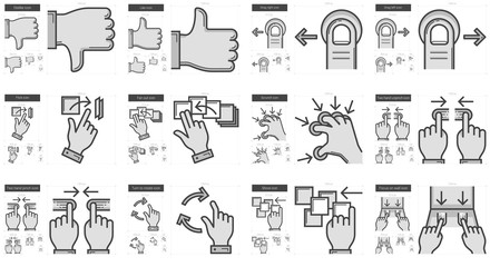 Touch gestures line icon set.