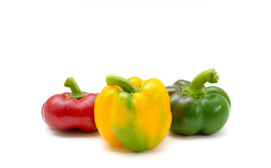 fresh pepper vegetables isolated on white background