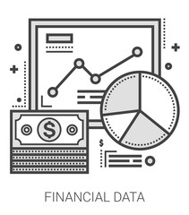 Financial data line icons.