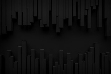 abstract black spike rhythm wave background 3d rendering