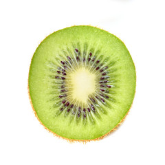 Fototapeta na wymiar Slice of kiwi fruit on white background. Isolated