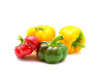 Red, green, and yellow sweet peppers