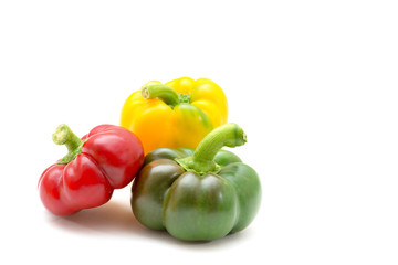 Red, green, and yellow sweet peppers